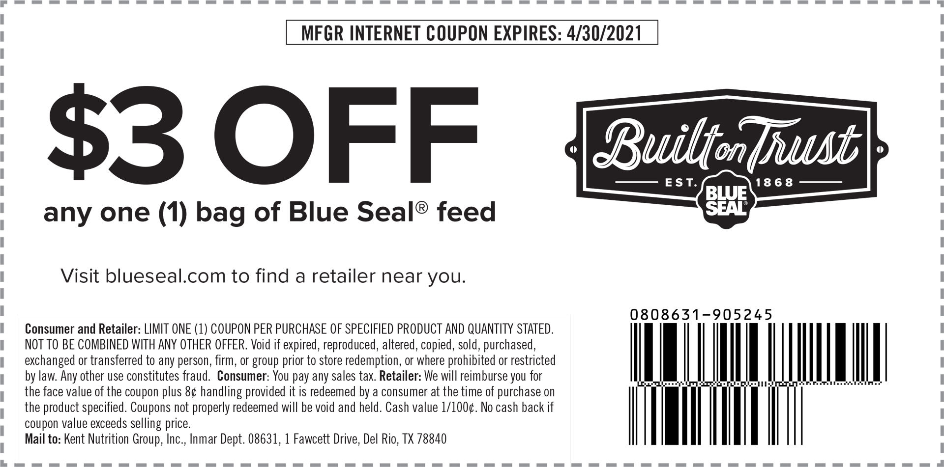 $3 coupon for Blue Seal product