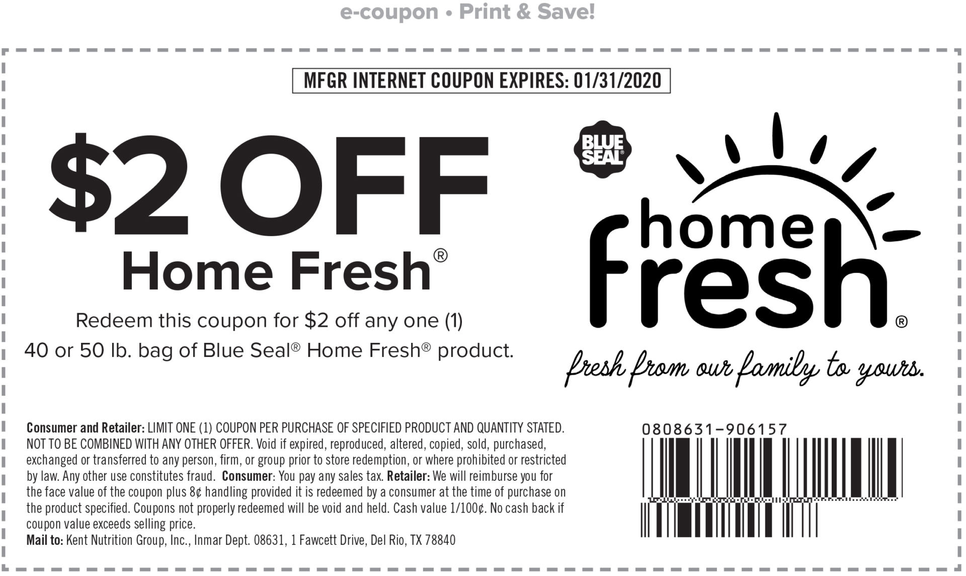 $2 coupon for Blue Seal Home Fresh