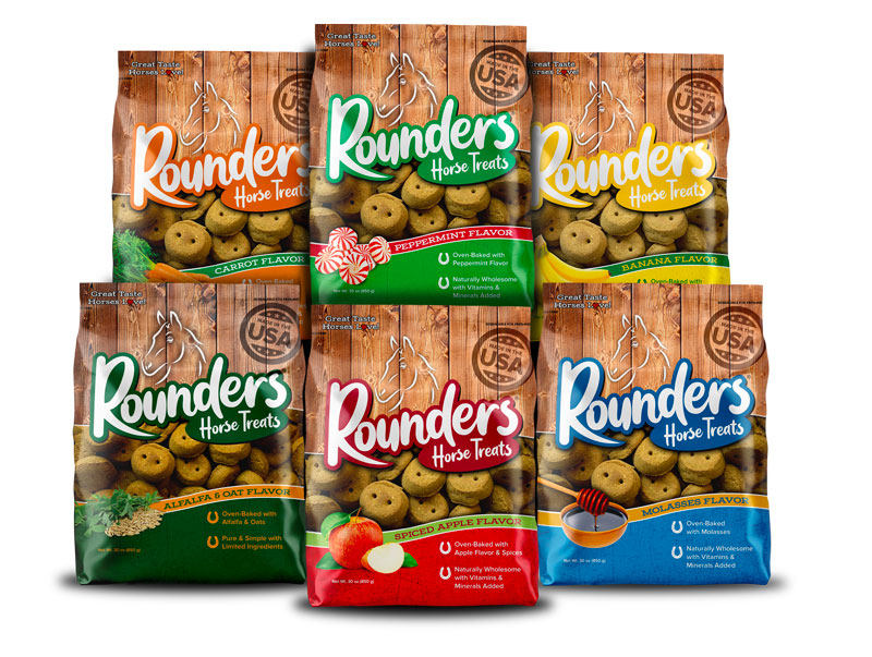 full line-up of Rounders Horse Treats