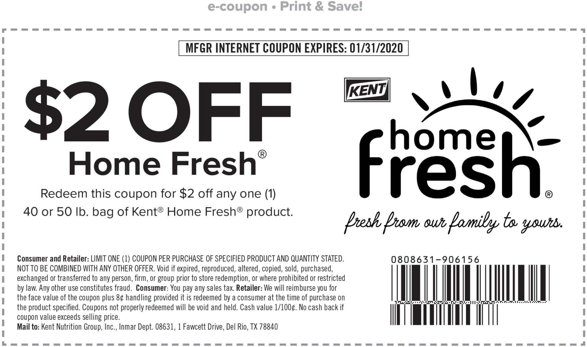 $2 coupon for Kent Home Fresh