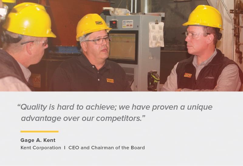 quote about quality by CEO Gage A. Kent