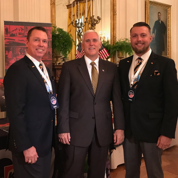 photo of Gage Kent, Mike Pence, and Jimmy Kent