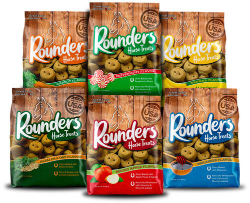 full line-up of Rounders Horse Treats