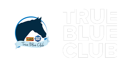 True Blue Club logo - horse heard with Kent and Blue Seal logos